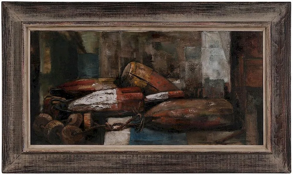 Buoys by Walter Greer, oil on canvas, sold Jul 2015