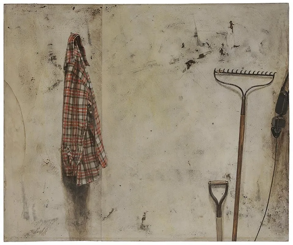 Bruce's Shirt by Richard Loehle, 1972, tempera on paper board, offered Jul 2015