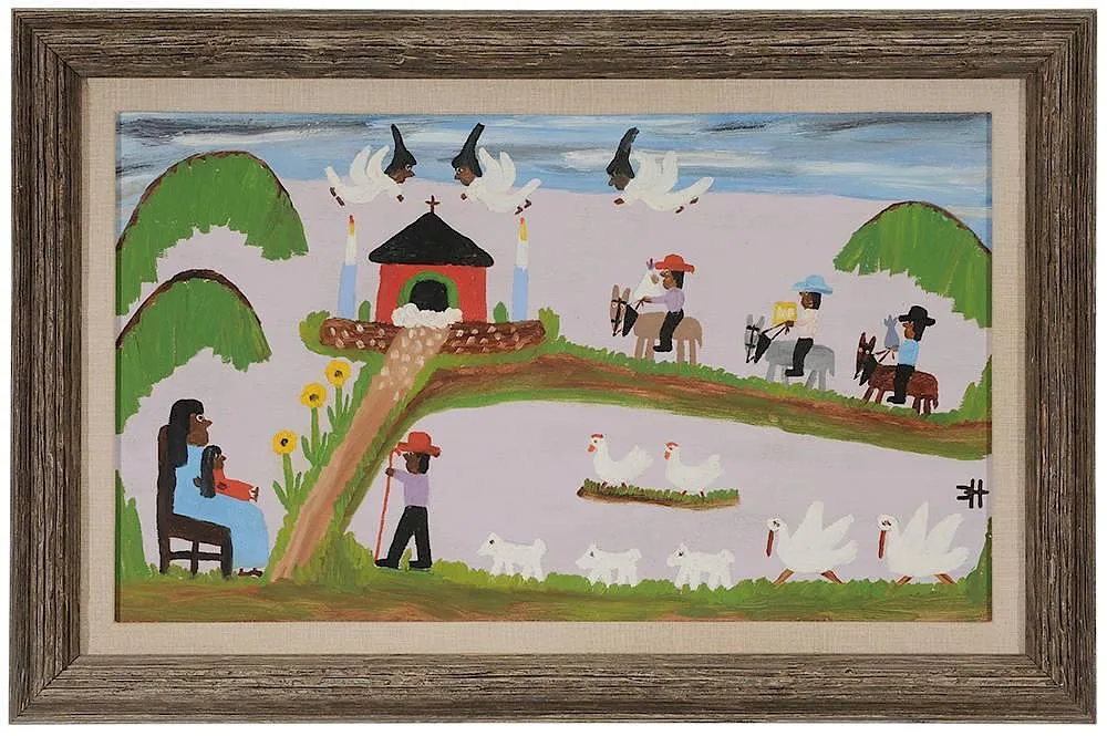 The Nativity by Clementine Hunter, oil on masonite, sold May 2015