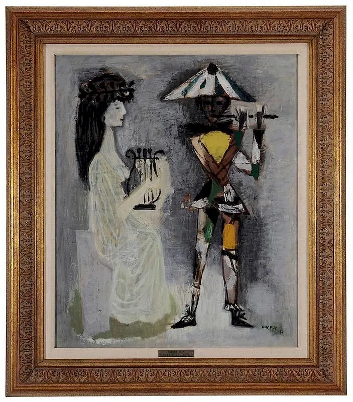 Roger Chaput, Muse et Flautiste, 1961, oil on canvas