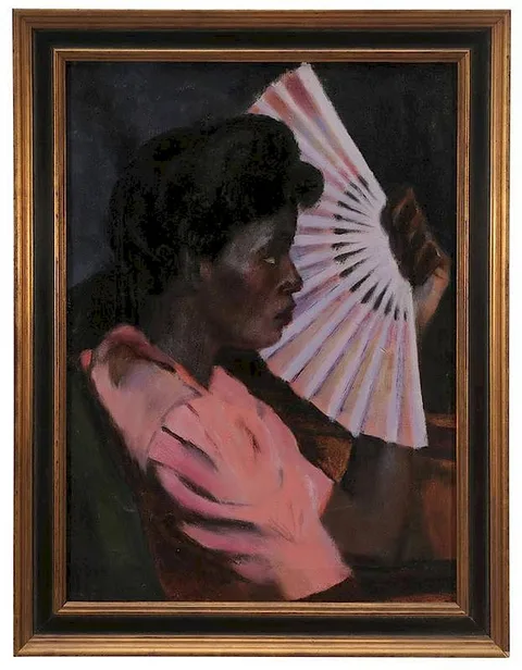 Julien Binford, Woman with Fan, oil on canvas