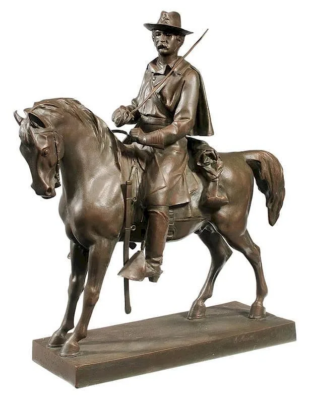 Giuseppe Moretti, Union General Charles Francis Roe on Horseback, patinated bronze on base