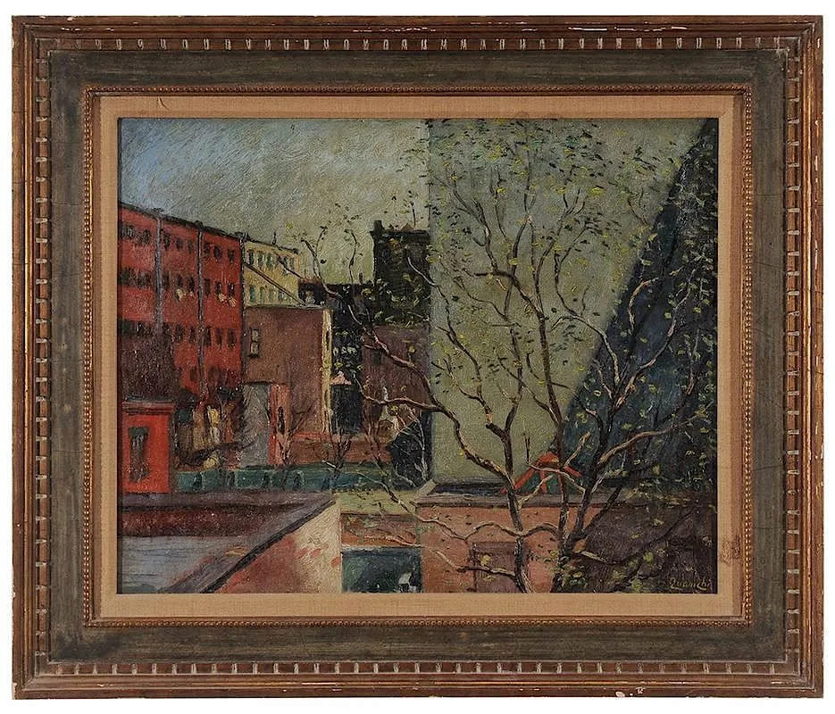 Leo William Quanchi, Backyards, oil on canvas