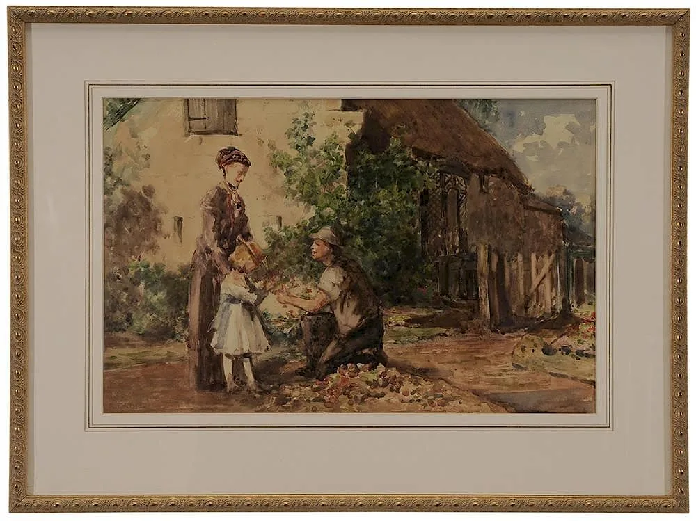 Robert Eadie, The Gardener's Bouquet, pencil and watercolor on paper