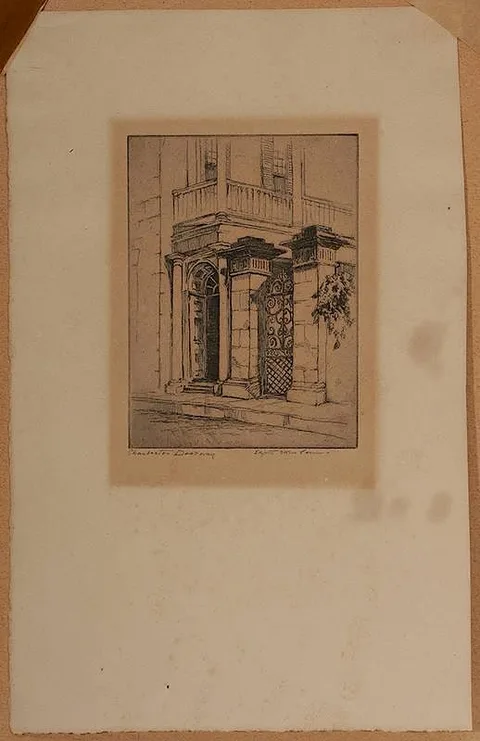 Charleston Doorway by Elizabeth O'Neill Verner, etching on paper, sold May 2015