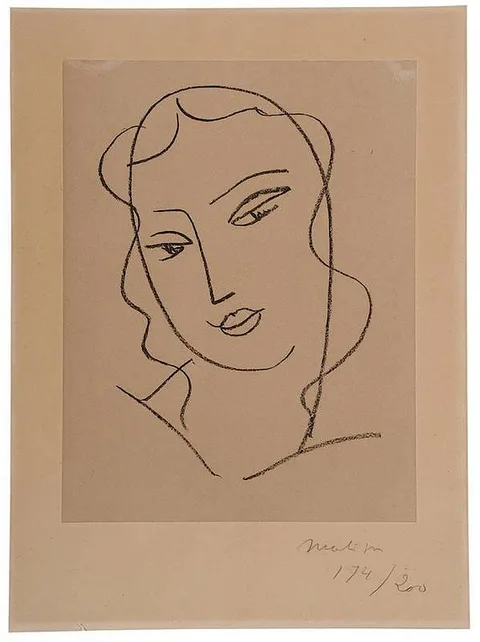 Henri Matisse, [Etudes pour la vierge. Tête voilée], 1950/1951, chine collé lithograph on paper
