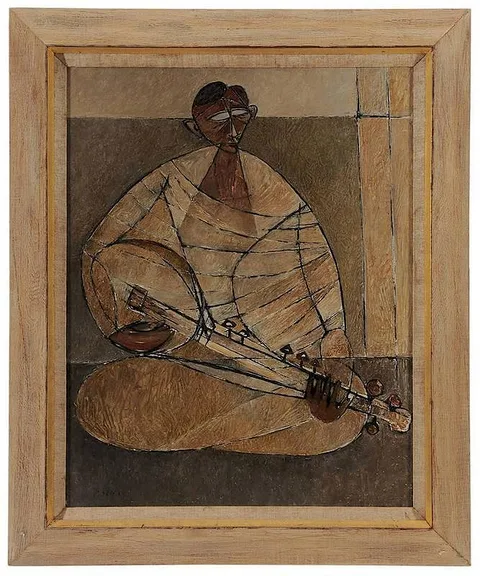 Paritosh Sen, Sarode Player, 1953, oil on canvas