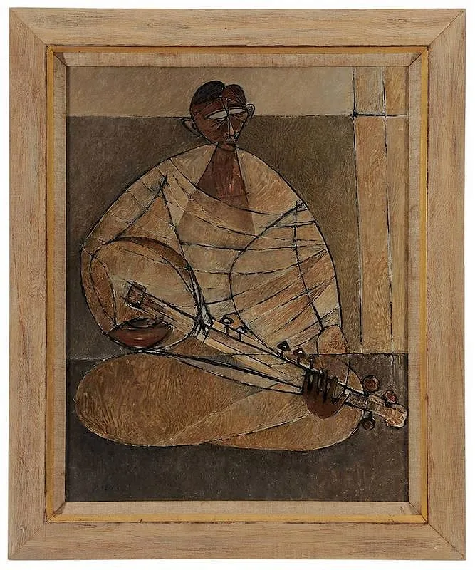 Paritosh Sen, Sarode Player, 1953, oil on canvas