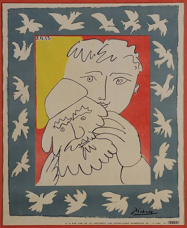 [L'Annee nouvelle (Humanite dimanche)] by Pablo Picasso, 1953, color offset lithograph, sold Mar 2015
