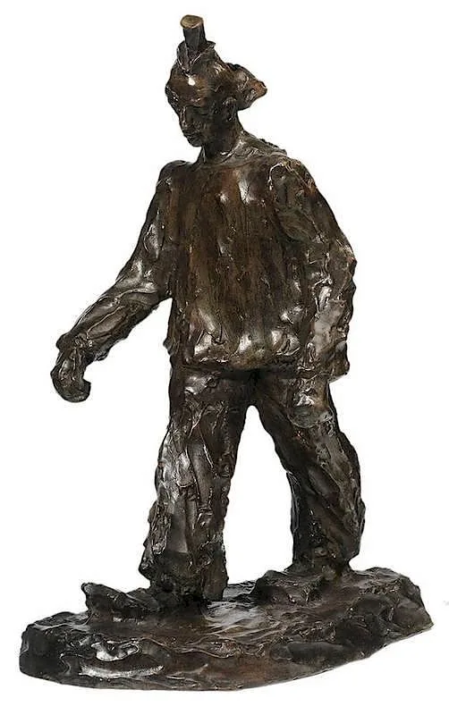 Agnes Yarnall, Striding Clown, No. 1, Circus Series, patinated bronze