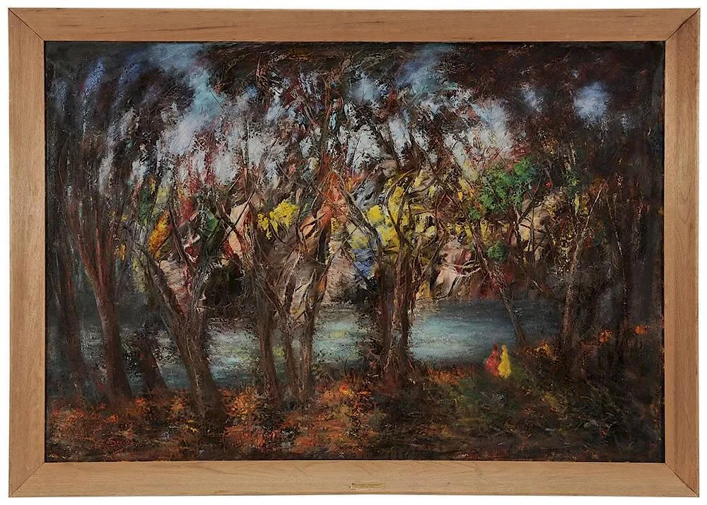 Bernard Smol, [Le Foret Enchante], encaustic on canvas