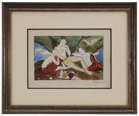 Roman Chatov, Indolence, a study, mixed media on paper