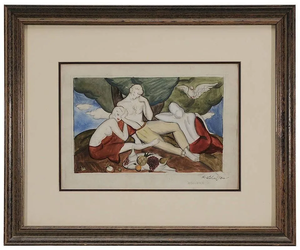 Roman Chatov, Indolence, a study, mixed media on paper