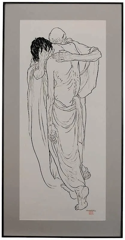 Frank Wesley, Forgiving Father, woodcut on paper