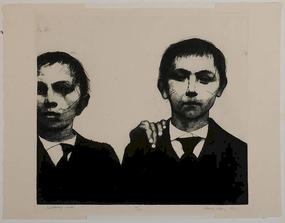 Jr. by Charles Wells, 1967, drypoint etching on paper, sold Mar 2015
