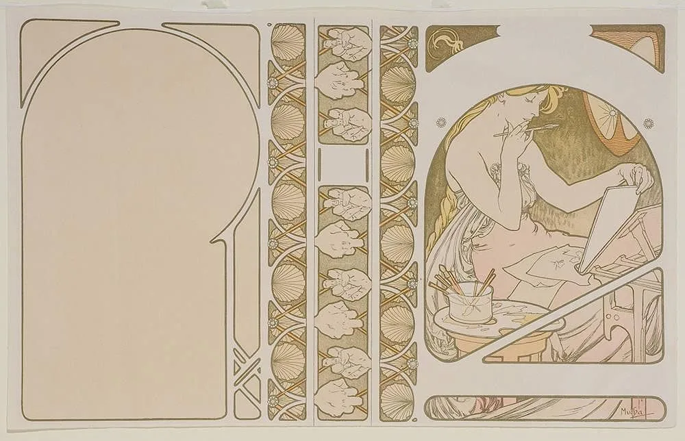 Alphonse Mucha, Proof without text for [Menus et Programmes Illustre?s…Librarie Artistique/G. Boudet/editeur, Paris], 1898, chromolithograph on paper