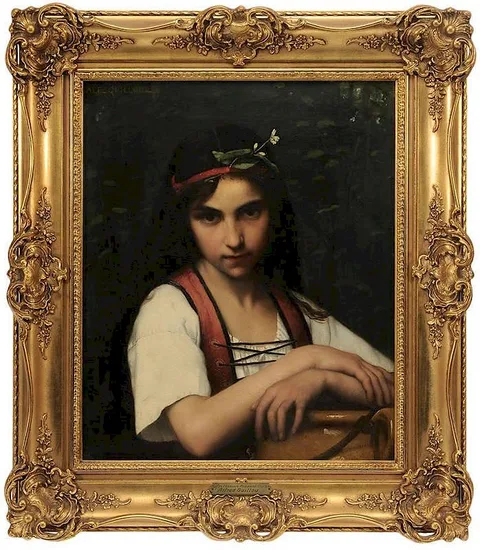 Alfred Guillou, Portrait of a Young Girl, oil on canvas