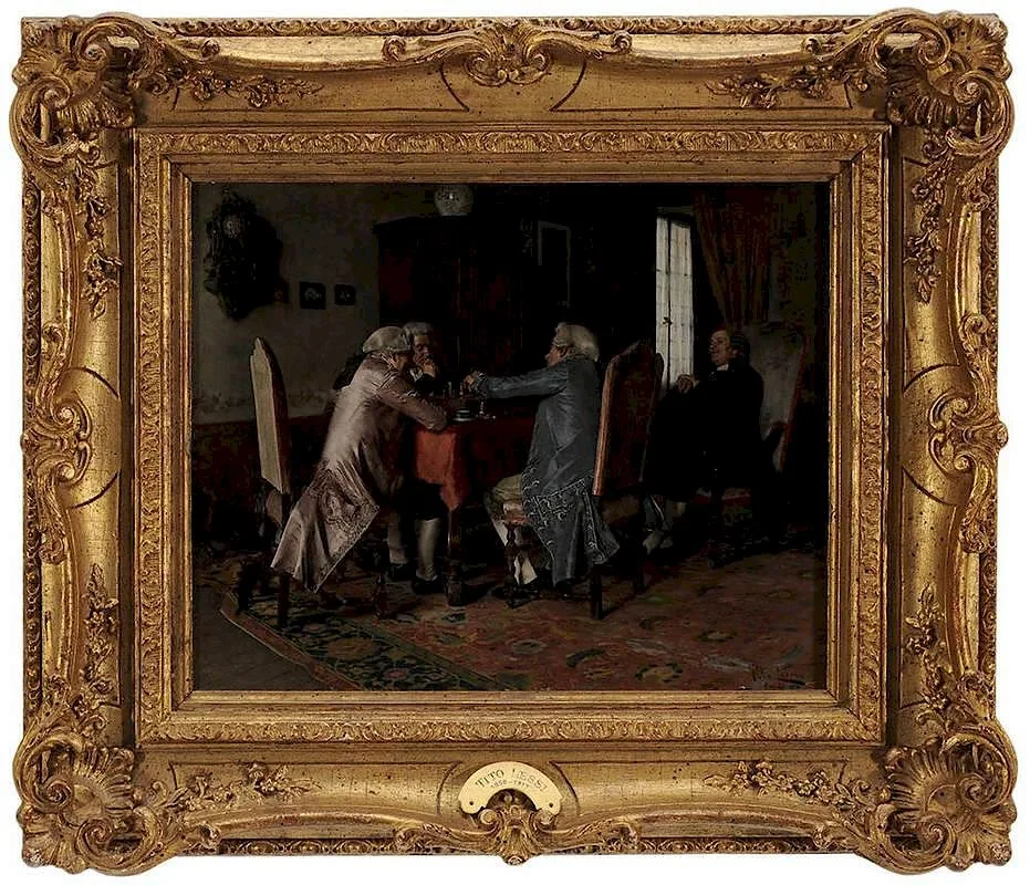 Tito Lessi, The Chess Game, 1886, oil on canvas