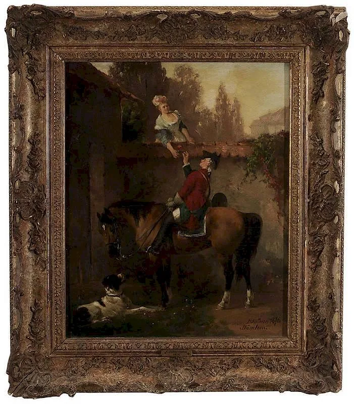 Gerhard Hans Buttner, Courtship, 1876, oil on canvas