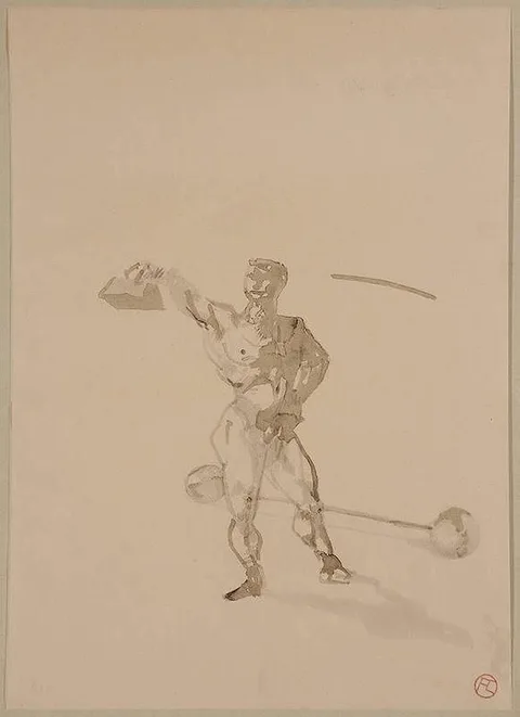 Henri de Toulouse-Lautrec, [Au cirque, travail des poids] (D.4.548), 1899, ink on paper