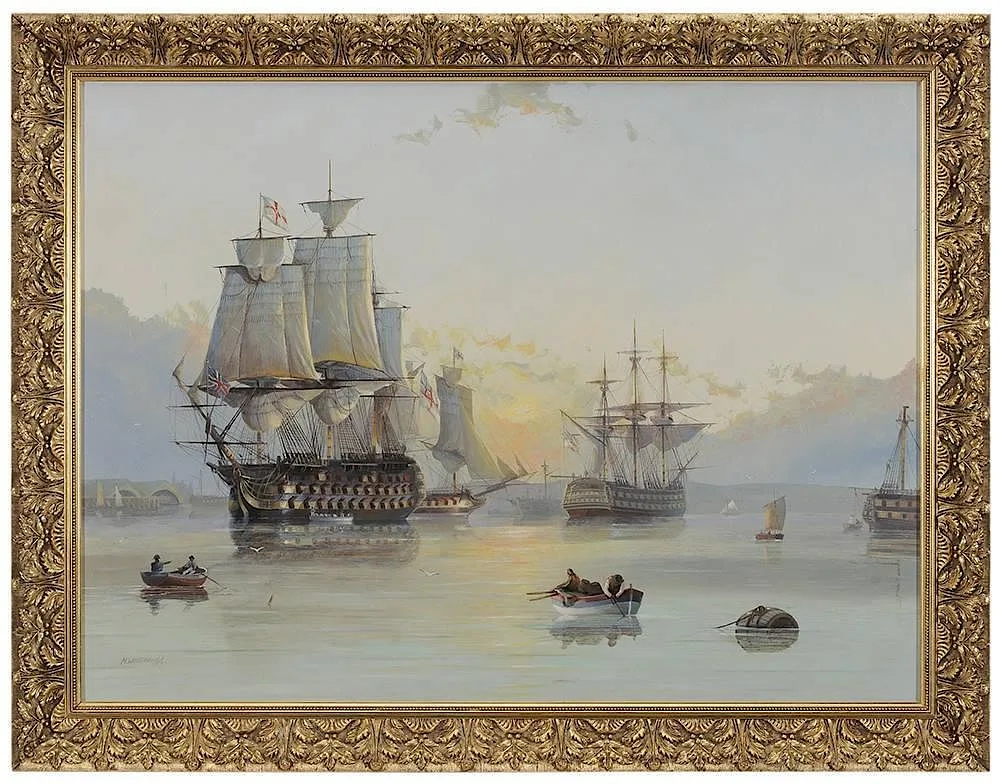 Michael J. Whitehand, H.M.S. Victory Preparing for the Battle of Trafalgar, 1971, oil on canvas