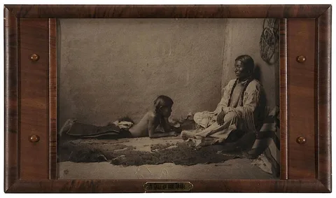 Carl Everton Moon, A Tale of the Tribe, 1908, photograph has small amount of emulsion damage in lower center section