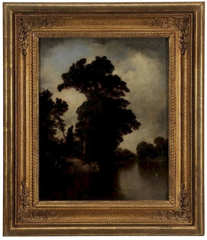 A Riverside at Cos Cob by David Johnson, 1880, oil on panel, sold Mar 2015