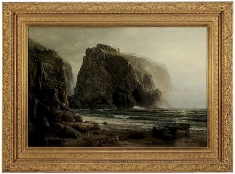 William Trost Richards, Coast of Cornwall-View of Tintagel Castle, oil on canvas