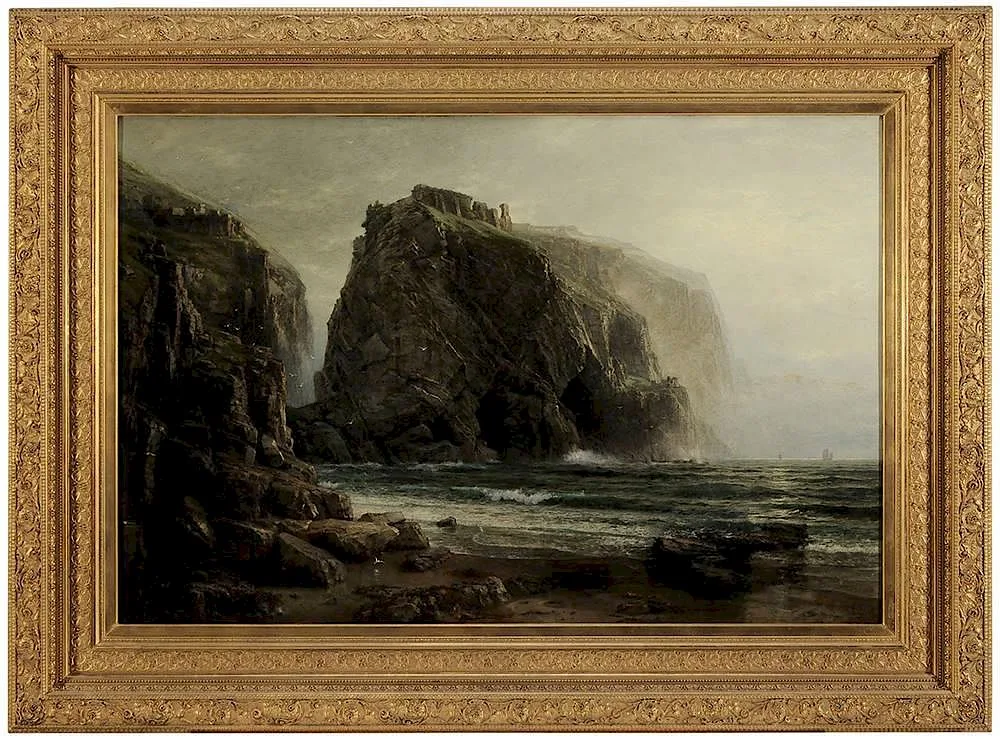 William Trost Richards, Coast of Cornwall-View of Tintagel Castle, oil on canvas