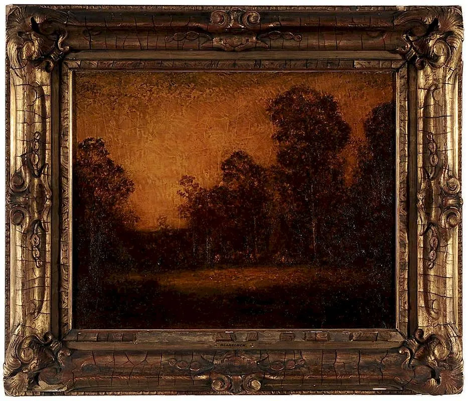 Indian Encampment by Ralph Albert Blakelock, oil on canvas, sold Mar 2015