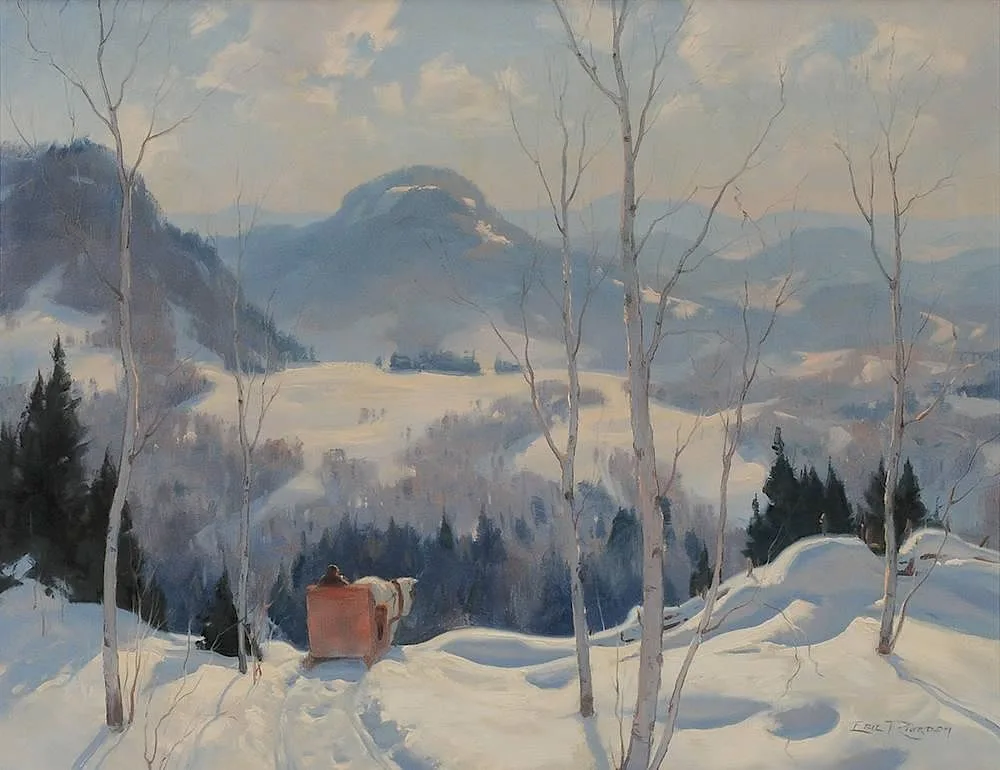 Eric Riordon, Country Road, Piedmont Country, P.Que., oil on canvas