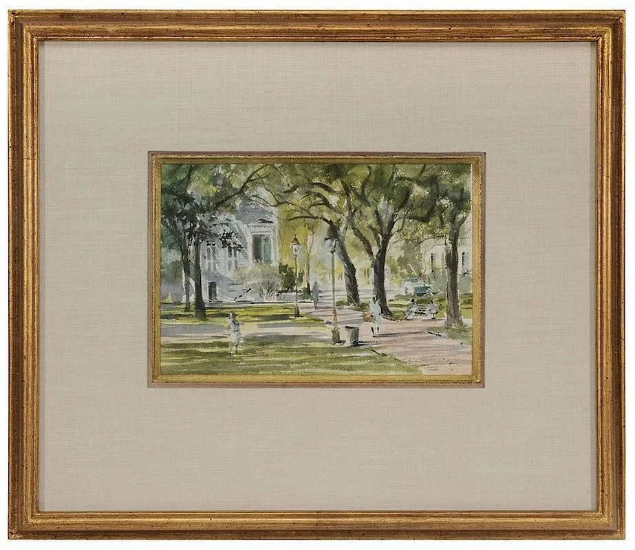 Ray G. Ellis, Town Square, Savannah, Georgia, circa 1982, watercolor on paper