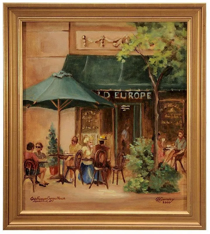 Gloria Gaffney, Old Europe Coffee House, Asheville, NC, oil on canvas