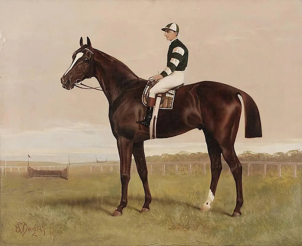 Jockey Up, signature lower left "E. Douglas 1895" (with heart cipher) by Sir Edwin Douglas, oil on canvas, sold Jan 2015