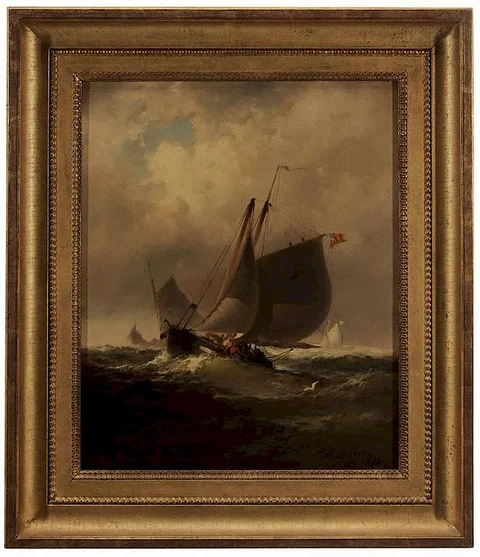 Sailing on Rough Seas by Franklin Dullin Briscoe, oil on canvas, sold Jan 2015
