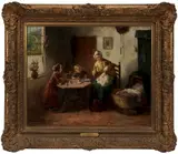 Bernard de Hoog, Meal Time, family by a sunlit window