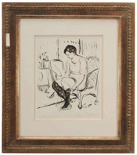 Femme mettant ses bas circa 1906 by Henri Manguin, ink on paper, offered Jan 2015