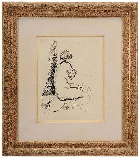 Seated Nude by Henri Manguin, pen and ink on paper, sold Jan 2015