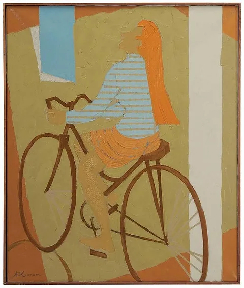 Ann Eckert Keenan, Mod Cyclist #2, oil on canvas