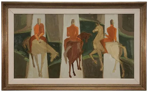 Ann Eckert Keenan, Three Riders, oil on canvas