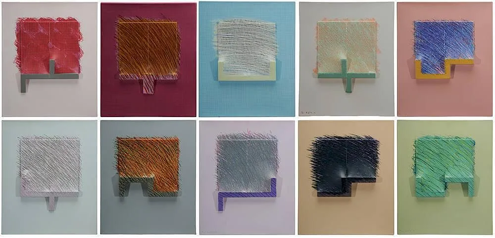Richard Smith, Logo Suite, 1971, silkscreen on molded plastic over wood