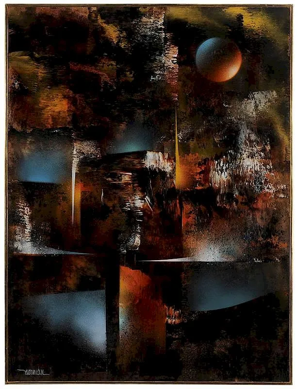 Ruins by Leonardo Nierman, acrylic on masonite, sold Nov 2014