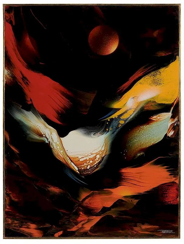 Solar Influence by Leornardo Nierman, acrylic on masonite, sold Nov 2014