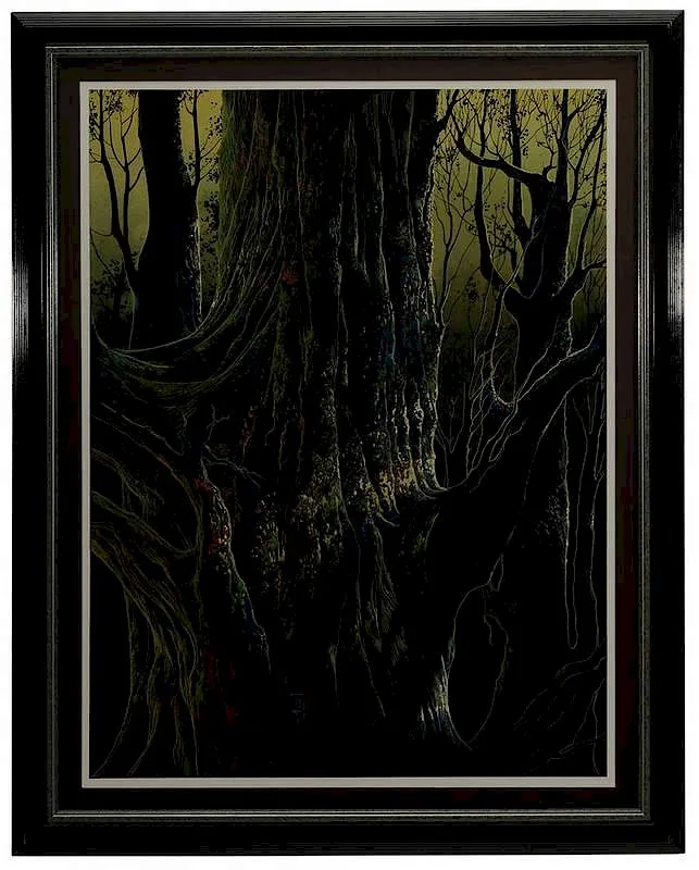 Quiet Solitude (Ancient Tree) by Eyvind Earle, serigraph on paper, sold Nov 2014