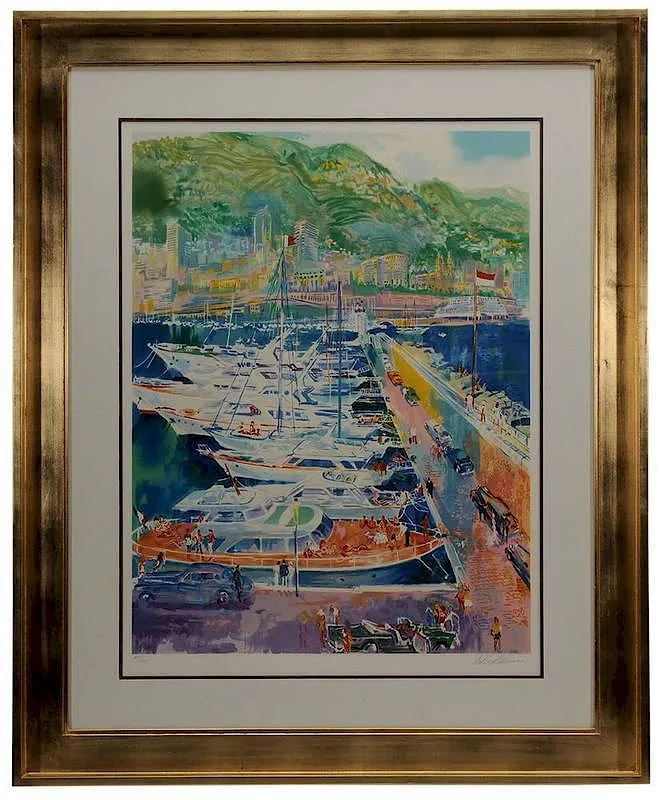 Harbor at Monaco by LeRoy Neiman, 1988, serigraph on paper, sold Nov 2014