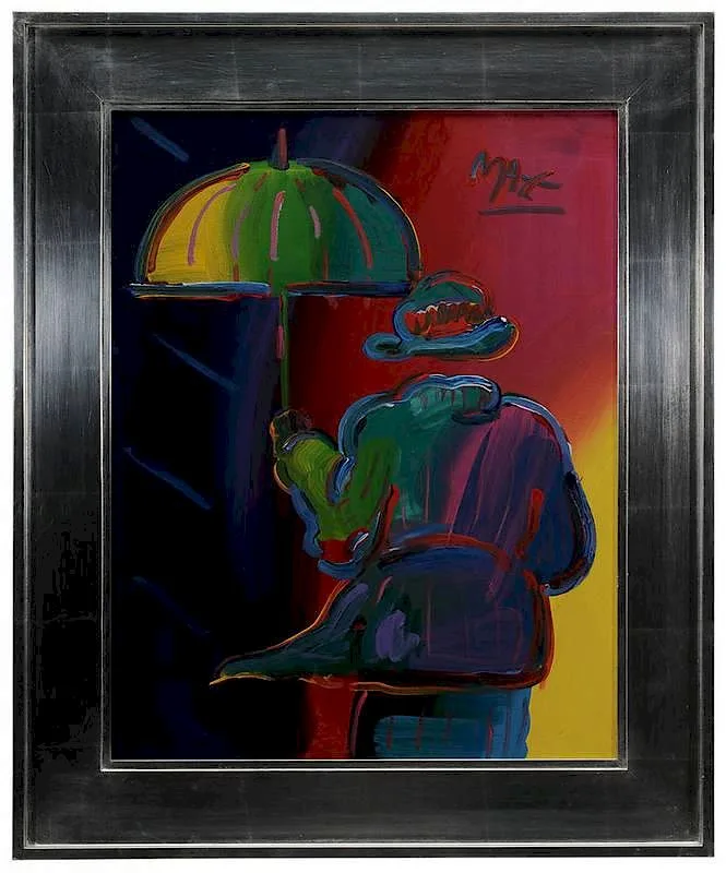 Umbrella Man by Peter Max, 1989, acrylic on canvas, sold Nov 2014