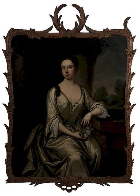Charles d'Agar, Portrait of a Young Woman Holding a Wreath of Flowers, said to be Lucy Pitt (1692-1723), oil on canvas