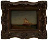 Félix Ziem, Boat Sailing, Venice in the distance