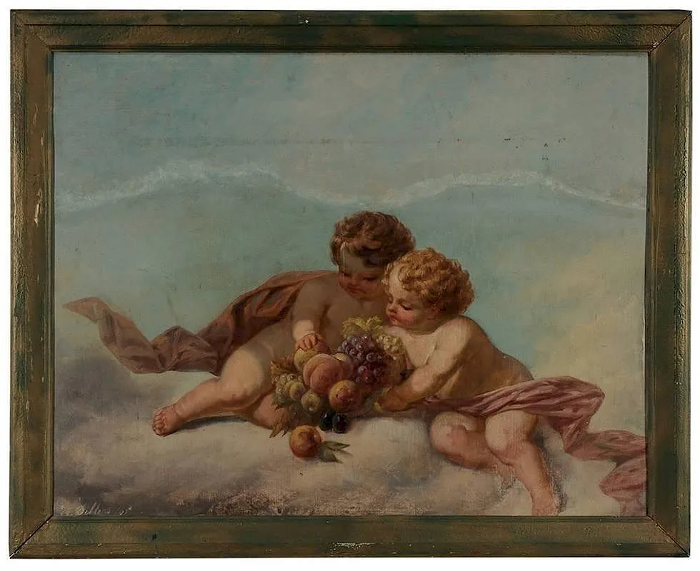 Putti with Fruit by François Boucher, oil on canvas, sold Nov 2014