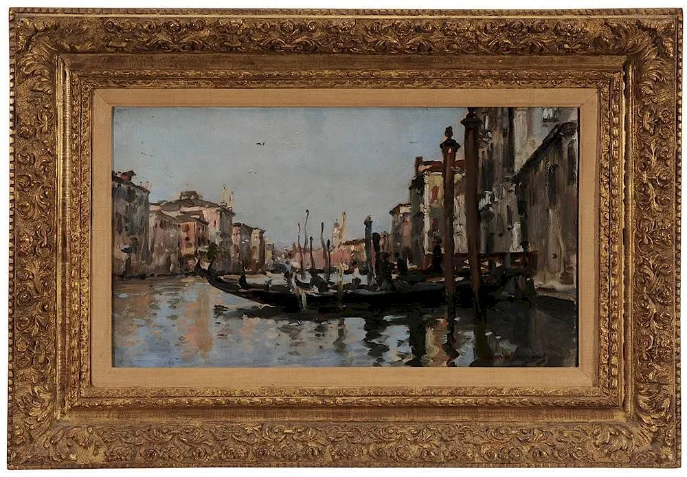 Maurice Bompard, Venetian Canal, oil on canvas